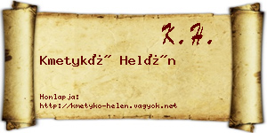 Kmetykó Helén névjegykártya